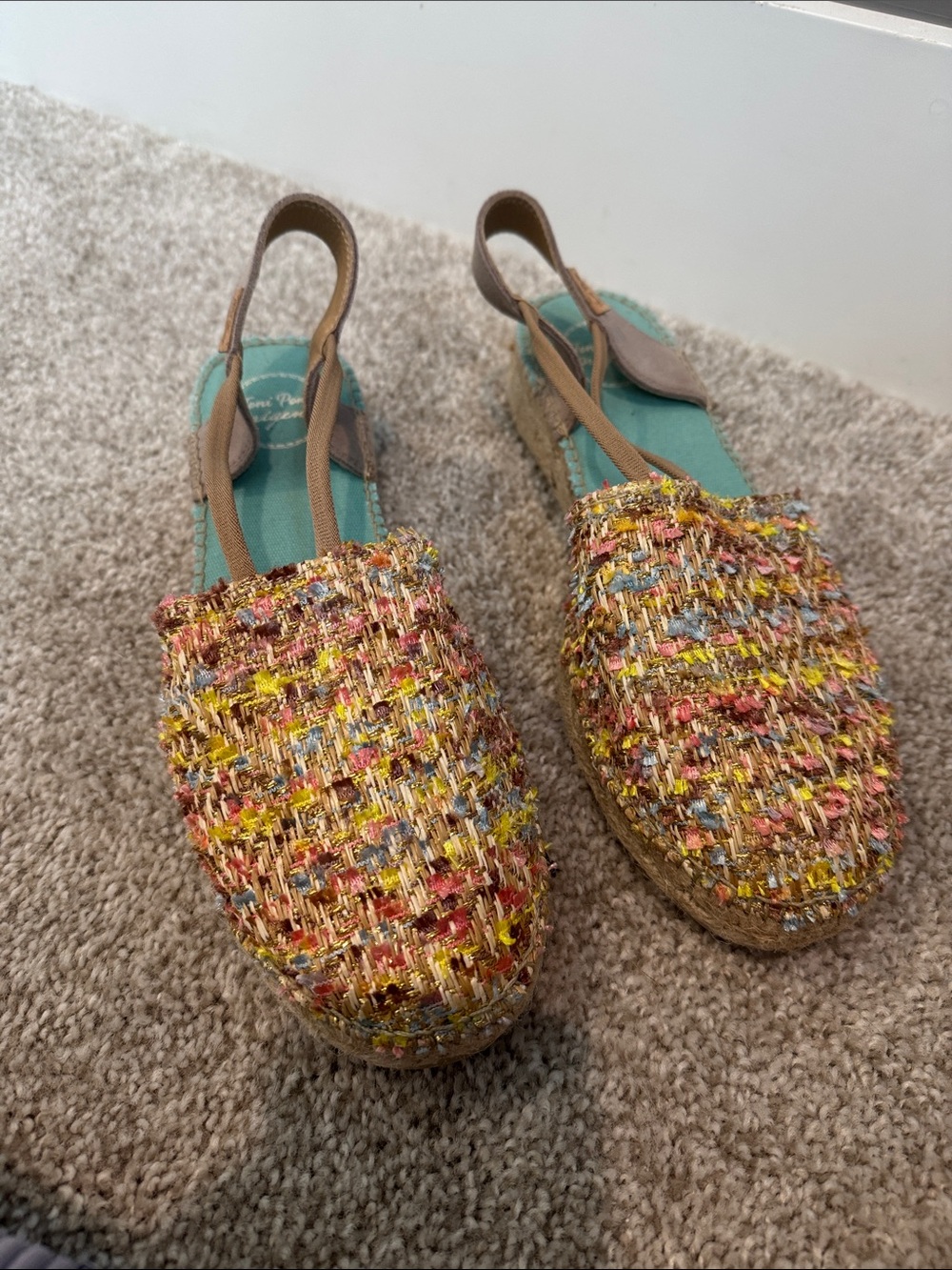 NWOT Multicolor Tweed Espadrille Slingback Flats - Women